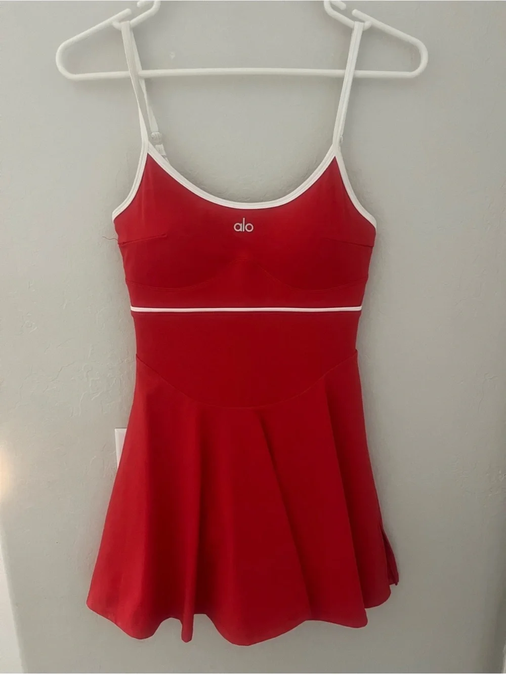 ALO Yoga Red Sports Tank with White Logo